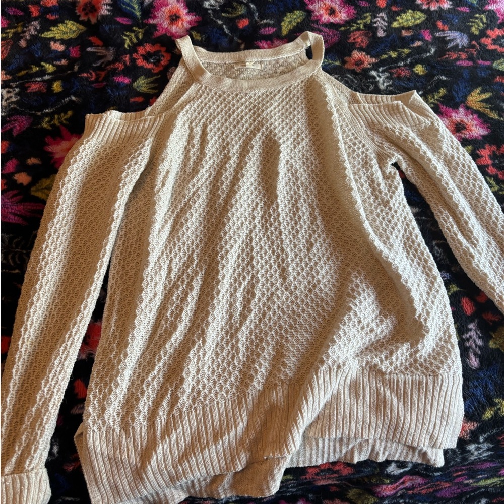 Maurices Sparkly Cream Off-the-Shoulder Sweater Size Large